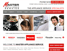 Tablet Screenshot of masterappliances.com.au